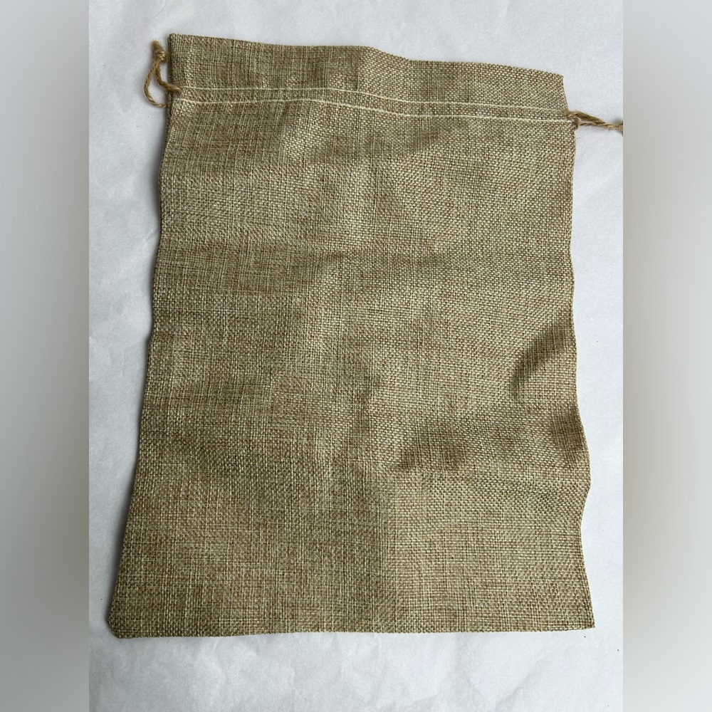 Rustic Tan Burlap Drawstring Bag - Picture 4 of 8